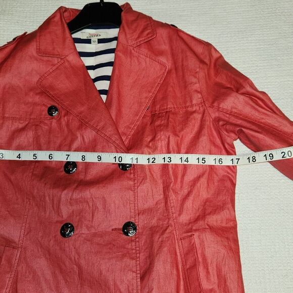 NWOT Junior Gaultier red waxed linen double breasted high-low jacket. - Picture 7 of 12